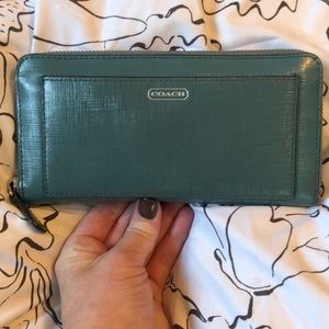 Coach wallet bluish/green leather
